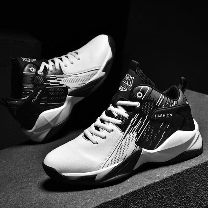 Чоловічі баскетбольні кросівки хай-топ, модна антиковзаюча модель (46 EU, білий)