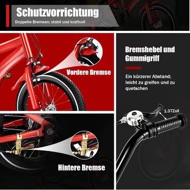 Дитяче велосипед 14 дюймів: для хлопчиків та дівчаток 3-6 років, з додатковими колесами, регульоване сидіння та кермо