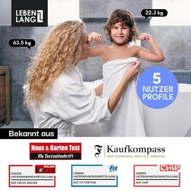 LEBENLANG цифрова вага для людей до 180 кг з додатком, 4 електроди, аналізатор жиру, розумна вага для тіла
