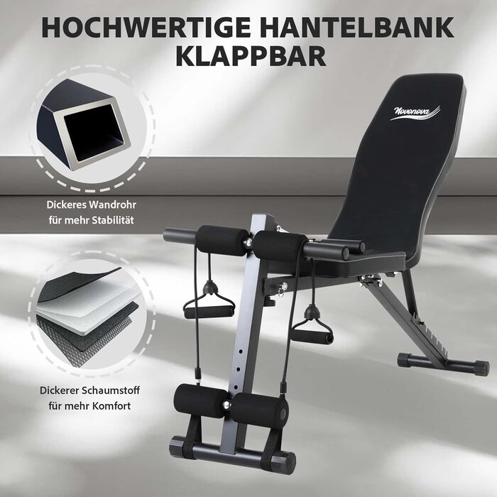 Тренажер для дому 4-в-1: лавка для жиму з регульованою спинкою та фіксатором для ніг, до 150 кг