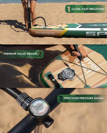 Надувне SUP-борд для дорослих, 204 кг, з сумкою та веслом (Хвойний)