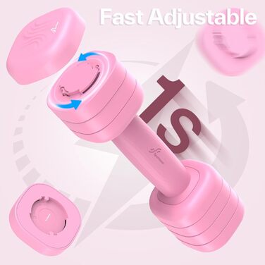 Набір гантелей Sportneer регульовані для жінок – 2 шт. (вага 1–2,5 кг) з неслизьким TPU-покриттям, 4-в-1 для домашніх тренувань, фітнес-обладнання, силові тренування (Wildrose)