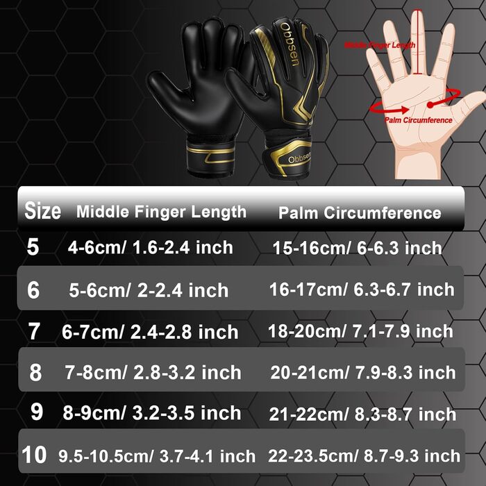 Воротарські рукавиці JOYJ з FingerSave, дитячі унісекс, для футболу, Super-Grip, товстий латекс, чорні (5)