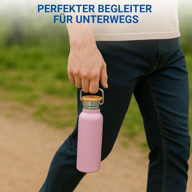 Сталева термофляка 500 мл з ручкою, фіолетового кольору: ізольована, не протікає, для роботи, спорту та піших прогулянок