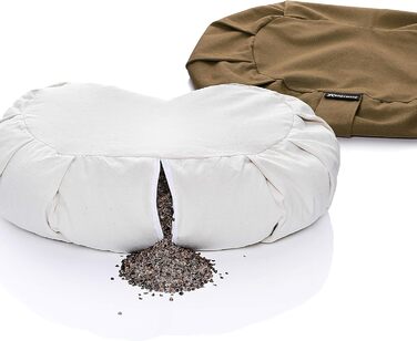 Подушка для йоги BODYMATE Halbmond 42x30x15 см з гречаним лушпинням, бавовняний чохол (машинне прання) - медитативна подушка, подушка для сидіння