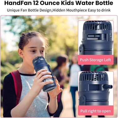 Термос-пляшка HandFan з нержавіючої сталі, 350 мл, синя, ізольована, BPA-free, для газованої води, спортивна, для велосипеда, школи та фітнесу