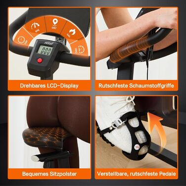 Велотренажер HXD-ERGO з регульованим магнітним опором, кардіотренування, фітнес-велосипед, 150 кг, чорний та червоний