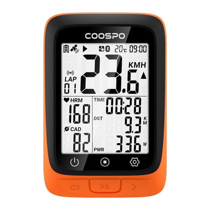 Велокомп'ютер COOPSO BC107 GPS бездротовий з Bluetooth 5.0 та ANT+, LCD 2.4