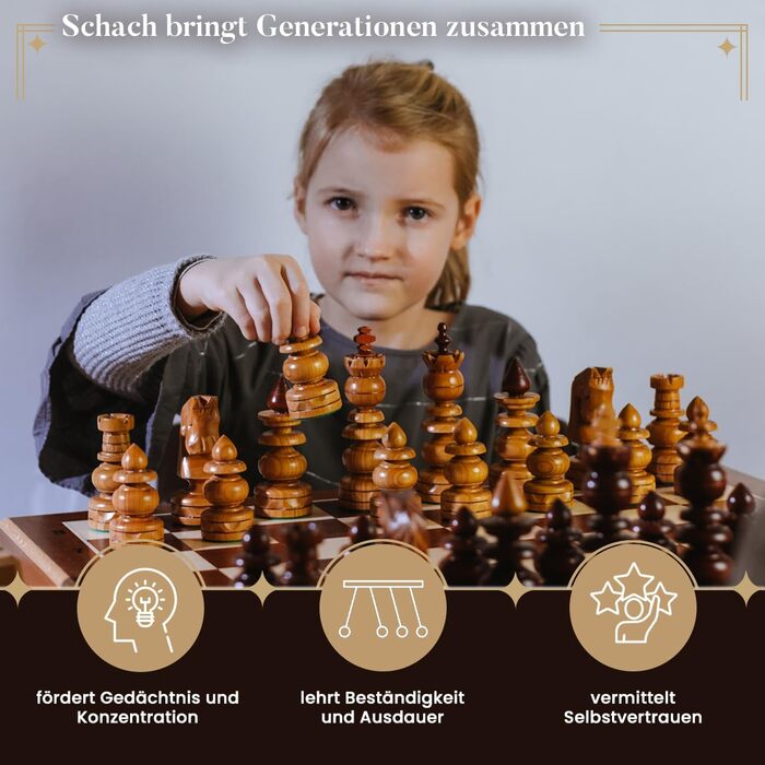 Шахи Master of Chess Luxus BIZANT 59 см – інтарсія з дерева, класичний набір, ручна робота, фігури з вишні