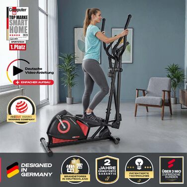 Еліптичний тренажер Sportstech CX608 для дому: тихий, з 8 рівнями опору, LCD-дисплеєм, Bluetooth та датчиком пульсу (до 120 кг)