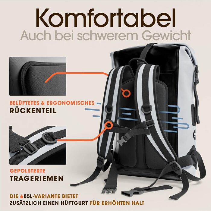 Водонепроникний рюкзак Earth Pak 35/55 л з герметичним Rolltop-закриттям, кишенею на блискавці та чохлом для телефону IPX8