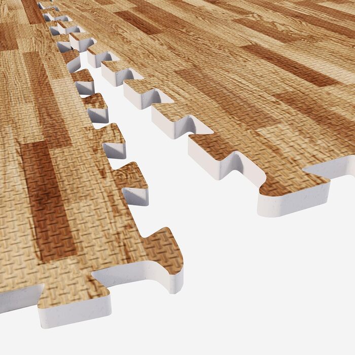 Набір захисних пазл-килимків для підлоги GORILLA SPORTS (16 шт), 60x60x1.2 см, EVA піна, під дерево, 5.76 м² — килимок для фітнесу та тренувань