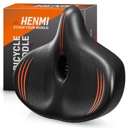 HENMI Велосипедне сідло з підвіскою, ергономічне, чорне, універсальне (Citybike, MTB, тренажер)