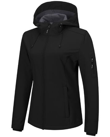 Жіноча водонепроникна мембранна куртка Outdoor Ventures Softshell — дихаюча вітрозахисна функціональна куртка з капюшоном, XL, чорна