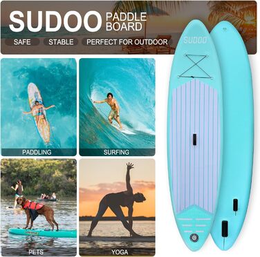 Надувна SUP-дошка для дорослих та підлітків 10'/10.5'/11' x30/33'' x6'', ультра-легка, з рюкзаком, насосом, веслом, страховкою та трьома плавниками