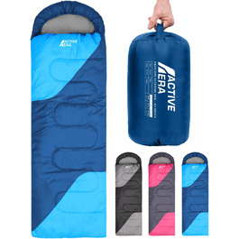 Сплячий мішок Active Era Premium Mumienschlafsack 250 GSM для зими та літа, 0°C - 15°C, кемпінг, фестивалі, водонепроникний, ультралегкий, малий об'єм (Блакитний)