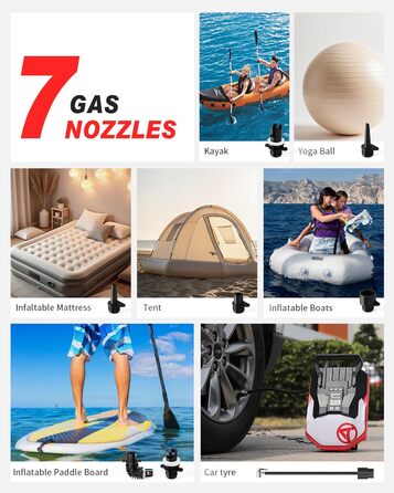 Електричний насос GICLE 60PSI для SUP, SUP-дошки, човни, намети, автомобілі. Інтелектуальне регулювання, автовимкнення