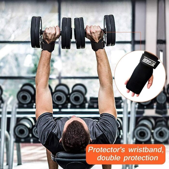 ТAVIEW Преміум фіксатори для зап'ястя для важкої атлетики - підтримка хвату, альтернатива рукавичкам та накладкам для тренажерного залу, фітнесу, силових вправ, таких як підтягування, станова тяга (чорний, пара)