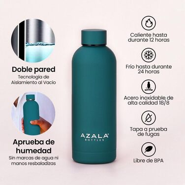Термос Azala 2 л + 500 мл для спорту, чорний/синьо-зелений