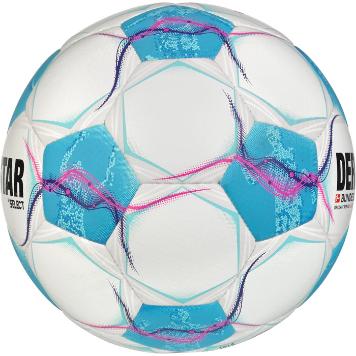 Футбольний м'яч Derbystar Bundesliga Brillant Replica S-light V24, розмір 4, білий/синій/рожевий, для юнаків, унісекс