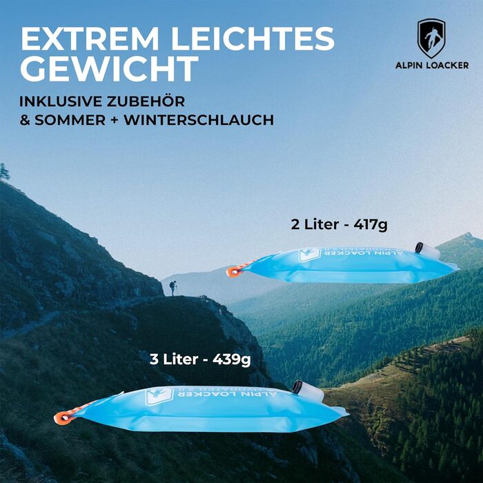 Гідратор Alpin Loacker 3L з питною трубкою для спорту і туризму, легка питна система для рюкзака, BPA Free
