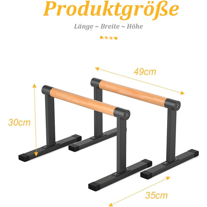 Паралелетки для калістеніки з дерева, неслизькі ручки для віджимань, обладнання для турніку та калістеніки Bounabay, турнік для підтягувань, велика чорна штанга для віджимань