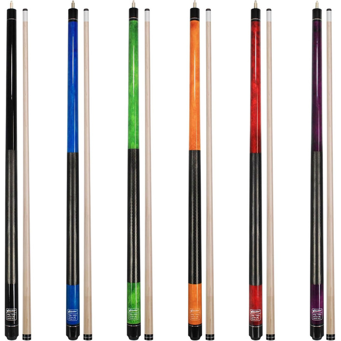 Набір київ для більярду CUEBAR 6 шт., киї 45,7 см, 50,8 см, 595,3 г. Киї для більярду з 3D-рукояткою, 147,3 см для чоловіків та жінок. Кольори: фіолетовий, червоний, зелений, блакитно-зелений, синій, чорний