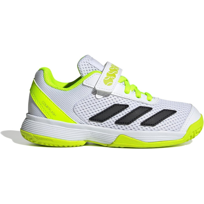 Дитячі тенісні кросівки adidas Courtflash Comfort для дітей, 28 EU, білий, чорний, лимонний, унісекс