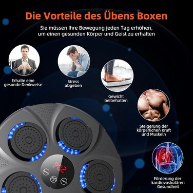 Музичний бокс для боксу HotHands з LED, Bluetooth, 9 режимів швидкості, електронний тренажер для дітей і дорослих для дому