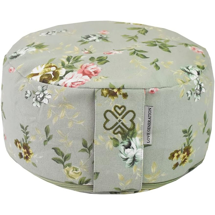 Йога-подушка Love Generation Vintage Flowers, кругла, 30 см, регульована висота до 15 см, наповнювач гречане лушпиння, знімний бавовняний чохол