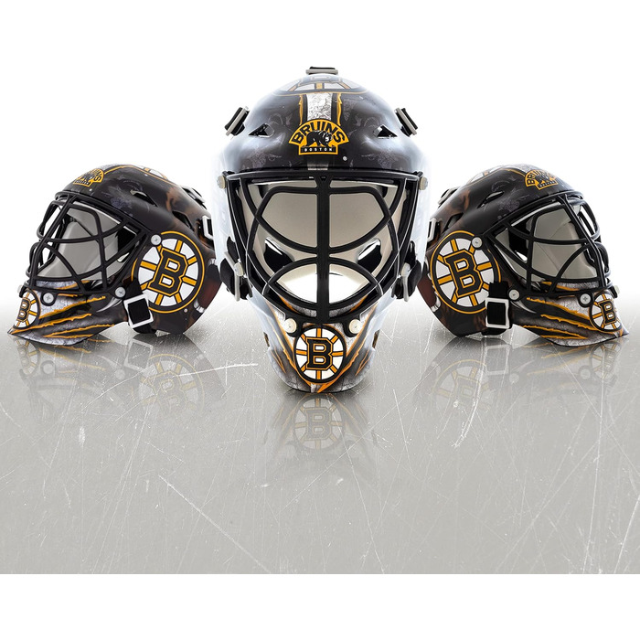 Міні-шолом воротаря Franklin Sports NHL Boston Bruins із чохлом – колекційна маска з офіційною символікою та кольорами НХЛ