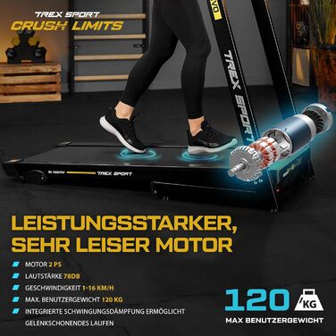 Електричний біговий тренажер TREX SPORT TX-700TM RUNVO | Складаний біговий тренажер з LCD-дисплеєм, потужність 2 PS, 15 програм