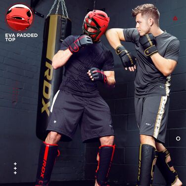 Боксерський шолом RDX з гратами, захист носа, Maya Hide шкіра, для боксу, MMA, кікбоксингу, муай-тай, тхеквондо, XL, червоний