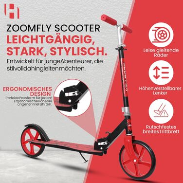 Дитячий ролер Habib Kickroller: складний, регулювання висоти 4 ступені, XXL колеса, до 80 кг, для міста