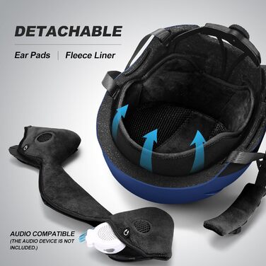 Шолом для лижного спорту та маска Odoland - комплект для жінок та чоловіків, блакитний (60-61 см)