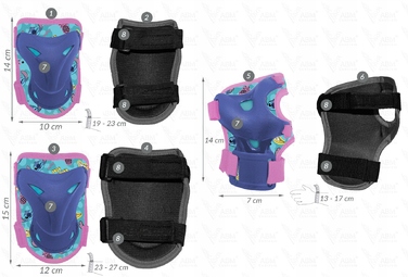 Комплект захисту для роликів та скейта (шолом, наколінники, налокітники) — Stitch
