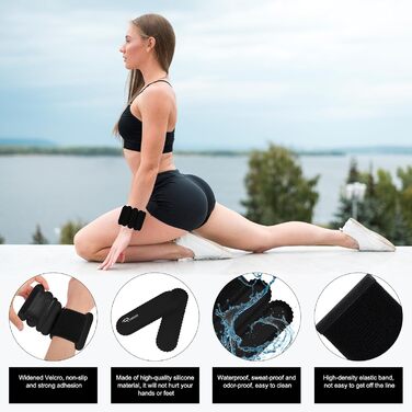 Набір обтяжників для зап'ястя та кісточок RYACO, 2 шт (2x0,5KG), регульовані манжети, для рук, ніг, ходьби, бігу, йоги, пілатесу, аеробіки (чорний)