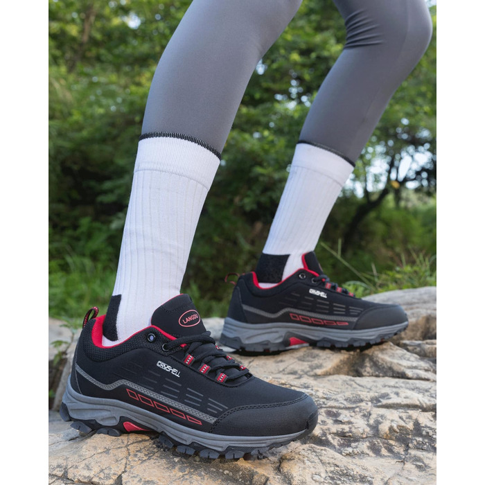 Черевики для хайкінгу/туризму (чоловічі/жіночі), водонепроникні, легкі, розмір 37-46 EU, чорно-червоні