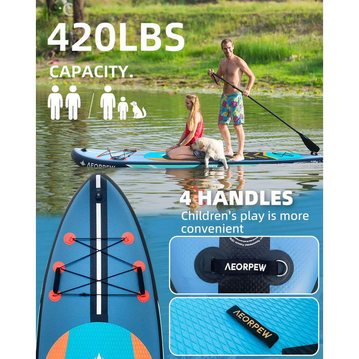 Надувне веслове SUP дошка для дорослих та підлітків, 88.9 см, професійного рівня, з комплектом аксесуарів (блакитна)