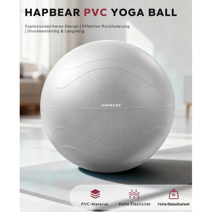 Гімнастичний м'яч HAPBEAR 55/65/75 см – Анти-вибух, з масажними поплавками, для фітнесу, офісу та йоги (сірий)