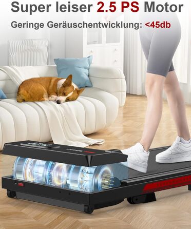 Walking Pad для дому HomeFitnessCode: електричний біговий килимок з нахилом, 1-8 км/год, чорно-червоний