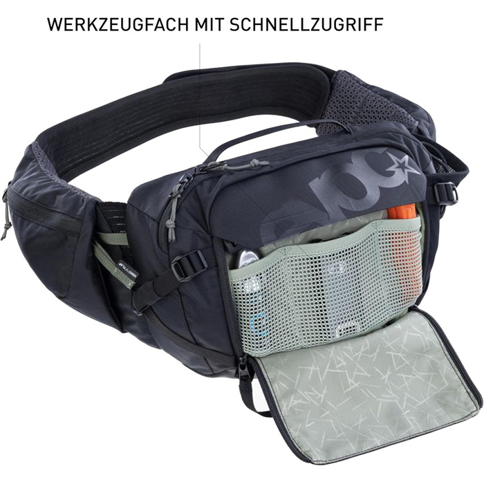 Поясна сумка EVOC HIP Pack PRO 3 л з питною системою 1,5 л, чорна, вентиляція, регульований ремінь