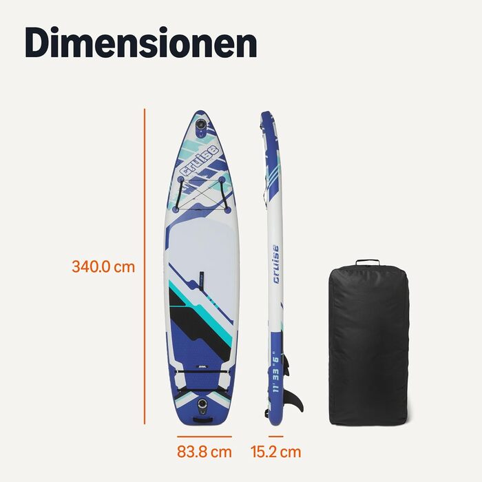 Надувний SUP-борд Amazon Basics з аксесуарами, 335 x 84 см, блакитний