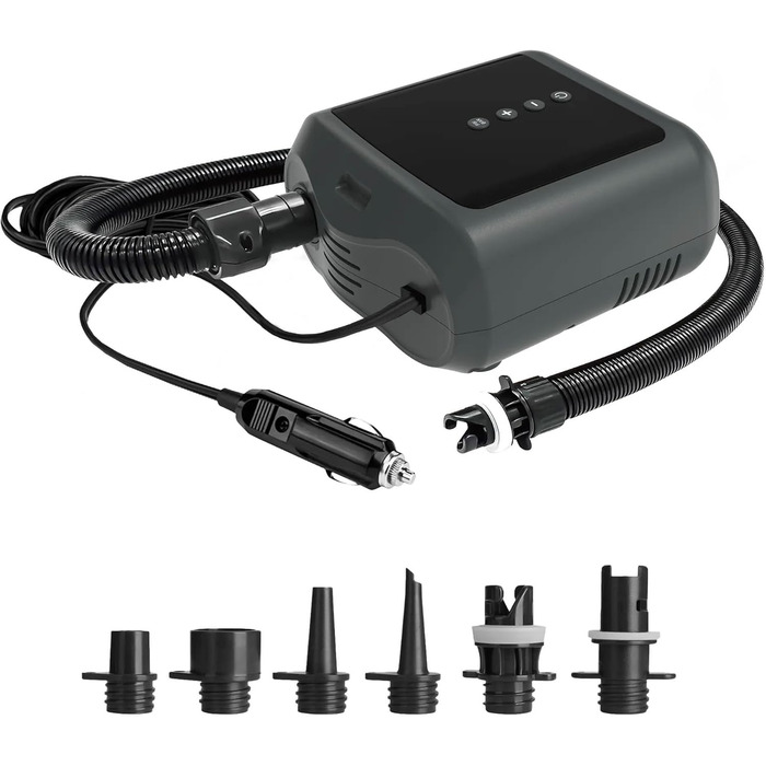 Електричний надувний насос PBG для SUP, човнів, каяків та кемпінгу з LCD дисплеєм (12V, 20 PSI, Powerbank)