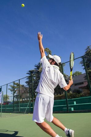 Тенісний ракеточний прилад для дорослих, 27 дюймів, довговічний, легкий, попередньо натягнутий та з повторним захопленням, підходить для початківців та середнього рівня, чорний + жовтий