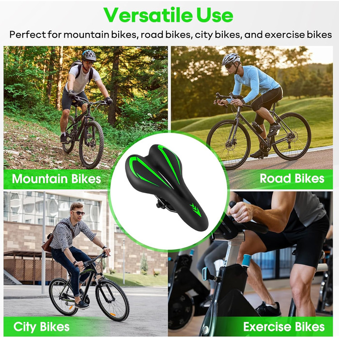 Гелевий велосипедний сідло MSDADA для жінок та чоловіків, водонепроникний, зелений