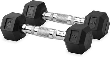 Гантелі SPRI Deluxe 2,3 кг (пара), гумові, хромована ручка, універсальні для фітнесу, спортзалу та дому