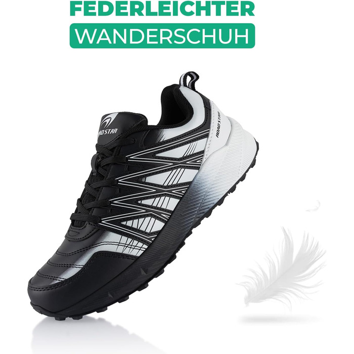 Черевики для хайкінгу та трекінгу для жінок та чоловіків, дихаючі, чорно-білі (37 EU)