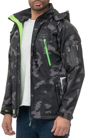 Чоловіча куртка Geographica Norway Softshell, функціональна, для активного відпочинку та походів, дихаюча, чорно-зелена камуфляжна (03)