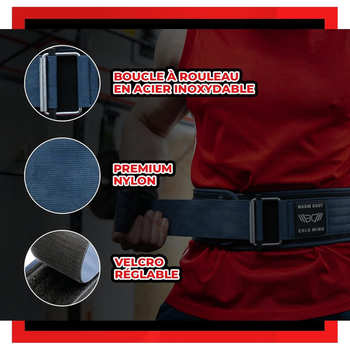 Преміум пояс для важкої атлетики WARM BODY COLD MIND з високоякісного нейлону для силових тренувань, бодібілдингу, фітнесу - пояс для важкої атлетики для жінок та чоловіків, колір морський